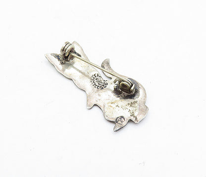 MEXICO 925 Sterling Silver  Vintage Abalone Sitting Cats Brooch Pin  BP1250