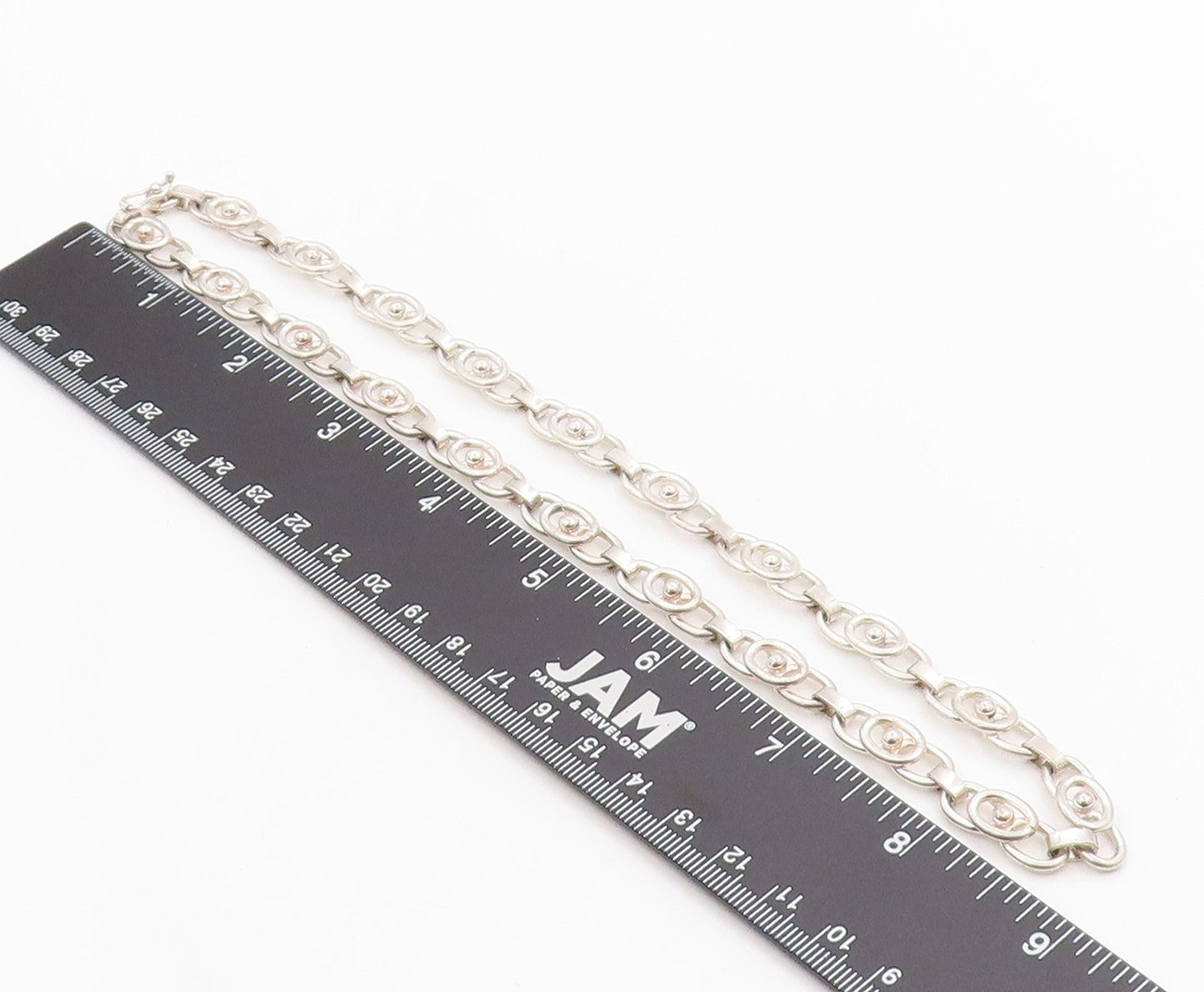 925 Sterling Silver Vintage Necklace Modernist Coffee Bean Link Chain  NE4674