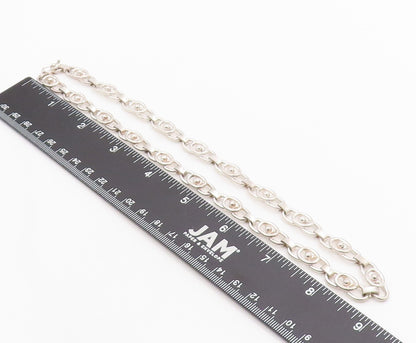 925 Sterling Silver Vintage Necklace Modernist Coffee Bean Link Chain  NE4674