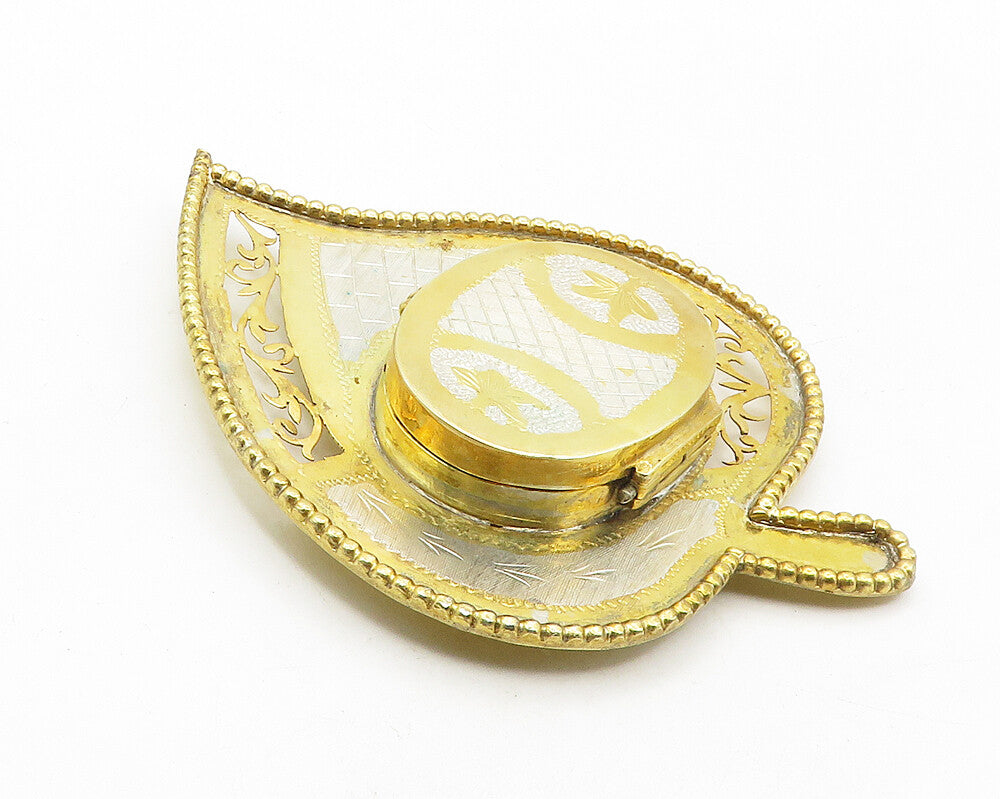 925 Sterling Silver  Vintage Two Tone Floral Swirl Pill Box (OPENS)  TR1775
