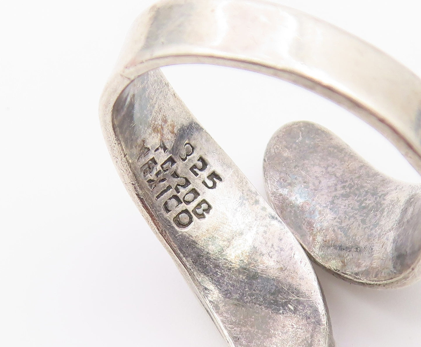 925 Sterling Silver Vintage Ring MEXICO Modernist Bypass Band  Sz 10  RG36536