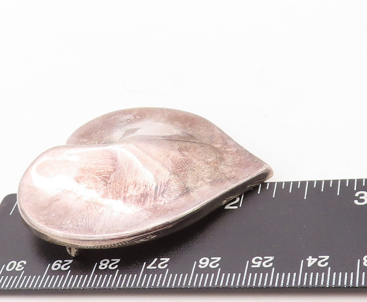 925 Sterling Silver Vintage Brooch Pin ZINA Designer Puffed Love Heart  BP11256
