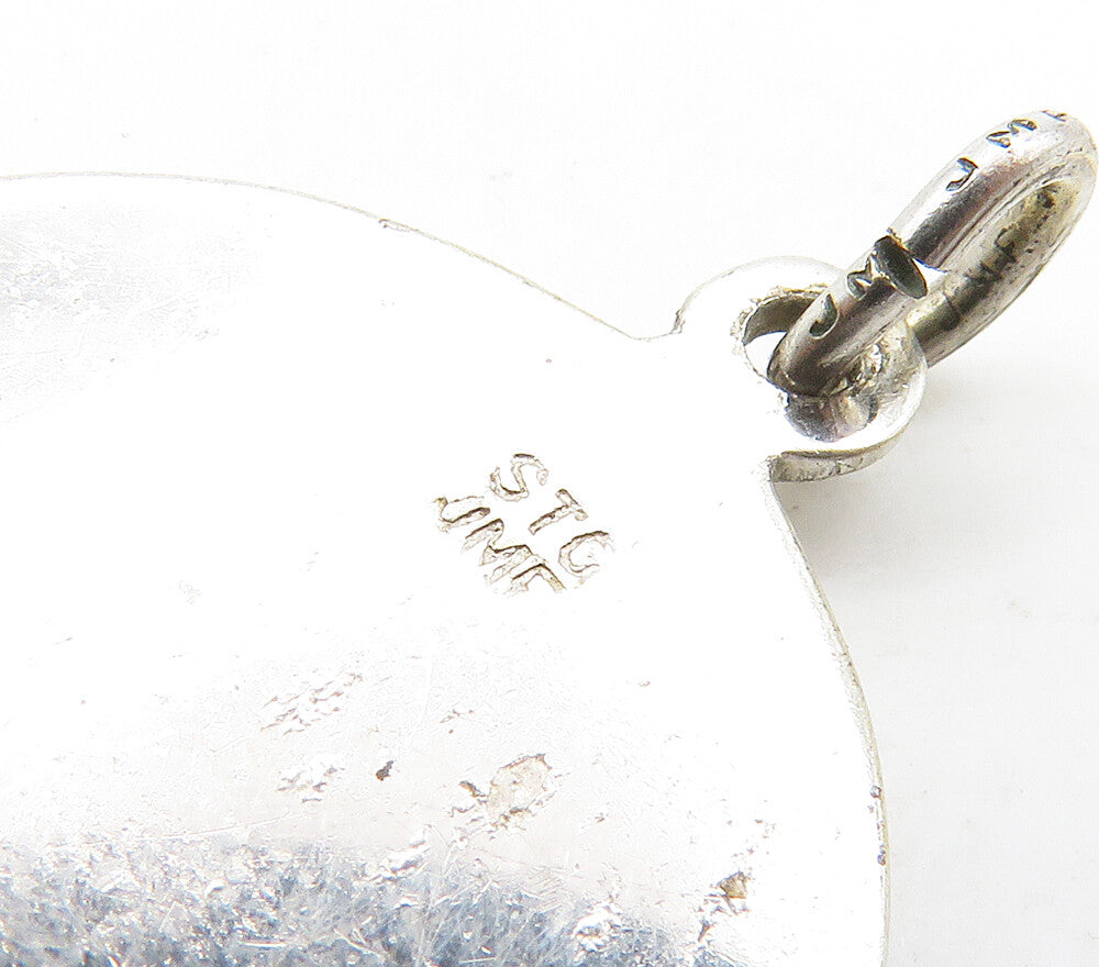 925 Sterling Silver  Vintage Shiny Raised Mother Round Pendant  PT12400