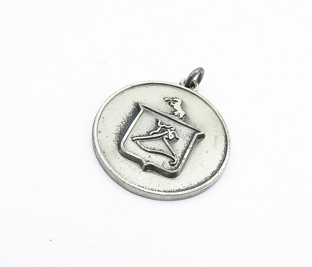 925 Sterling Silver  Vintage Dark Tone Embossed Design Round Pendant  PT5274