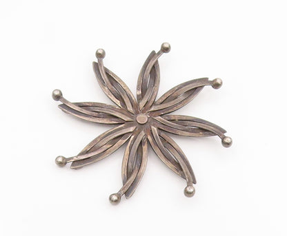 925 Sterling Silver Vintage Brooch Pin TAXCO Modernist Circular Flower  BP12405