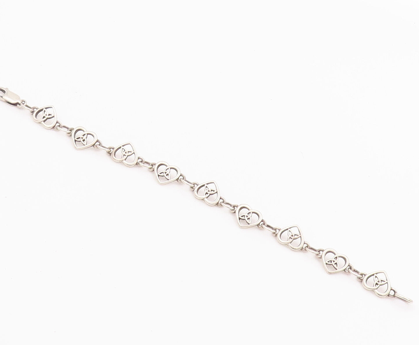 925 Sterling Silver Vintage Bracelet SOLVAR Celtic Trinity Hearts Link  BT10172
