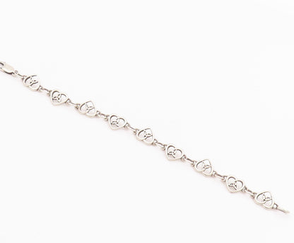 925 Sterling Silver Vintage Bracelet SOLVAR Celtic Trinity Hearts Link  BT10172