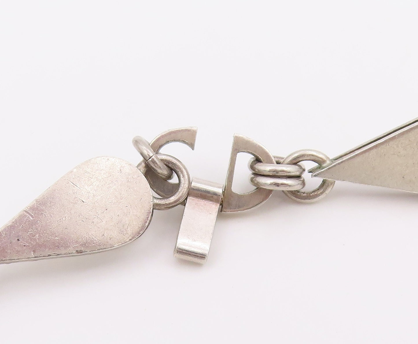 925 Sterling Silver Vintage Necklace Interlocking Teardrop Link Chain NE4688