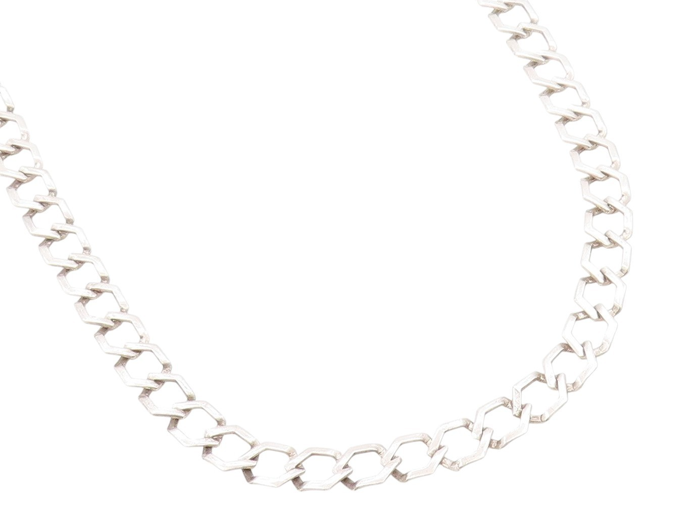 925 Sterling Silver Vintage Necklace Minimalist Statement Curb Chain   NE4681