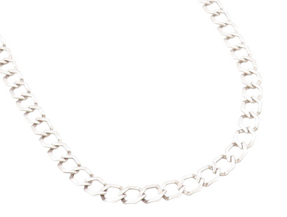 925 Sterling Silver Vintage Necklace Minimalist Statement Curb Chain   NE4681