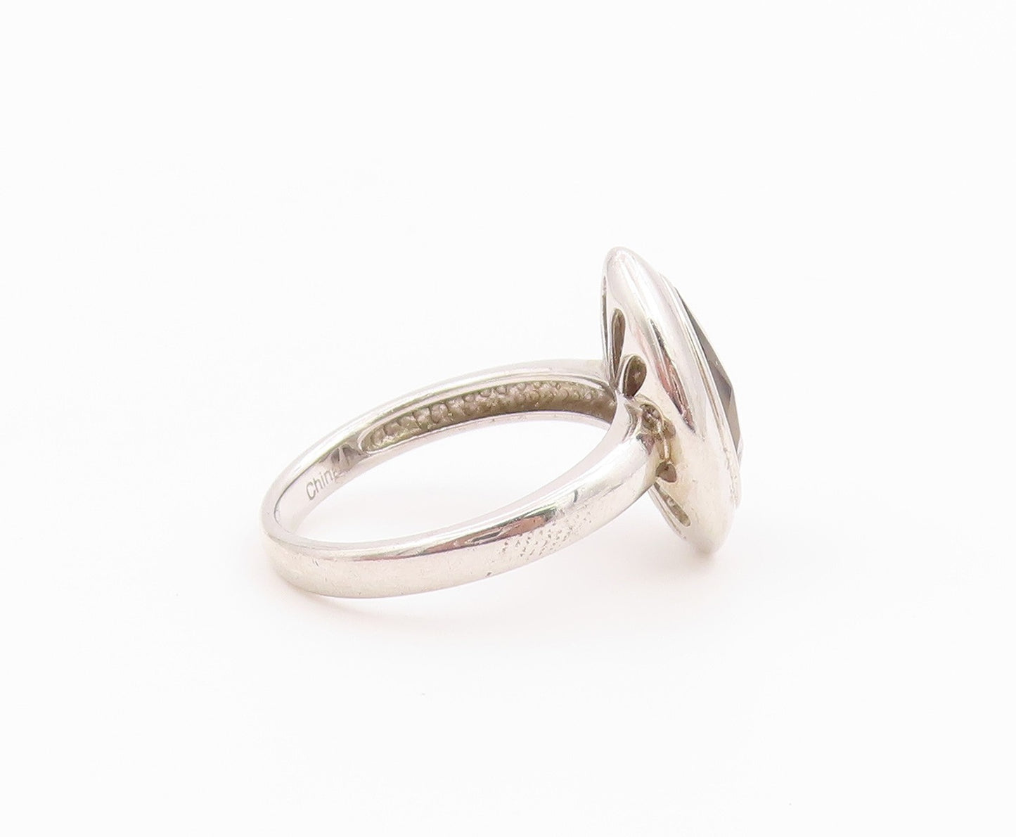 925 Sterling Silver Vintage Ring Teardrop Ammolite Statement Band  Sz 8  RG36427