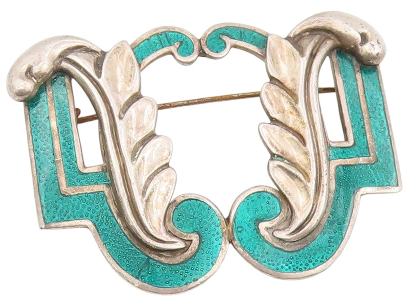 925 Sterling Silver Vintage Brooch MARGOT DE TAXCO Enameled Floral Leaf  BP12073