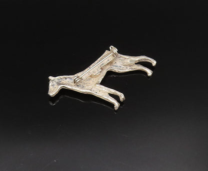 925 Sterling Silver  Vintage Carved Etched Dog Motif Brooch Pin  BP9837