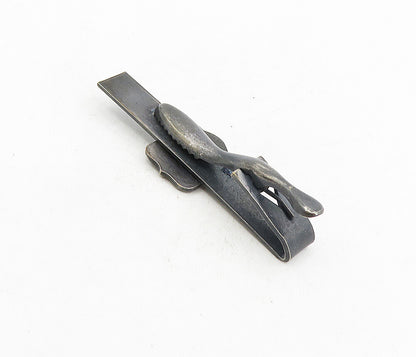 925 Sterling Silver  Vintage Oxidized Tennis Player Detail Tie Clip  TR1416