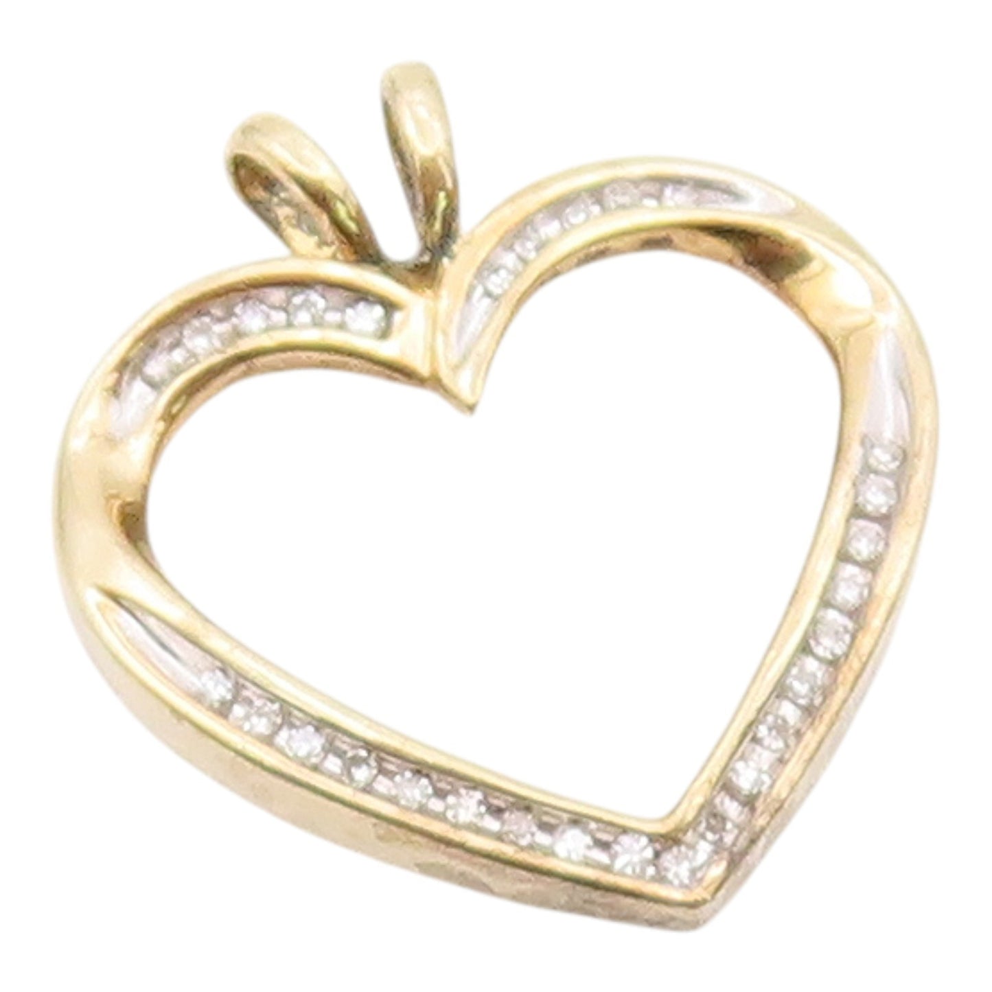 925 Sterling Silver  Genuine Diamonds Gold Plated Love Heart Pendant  PT9727