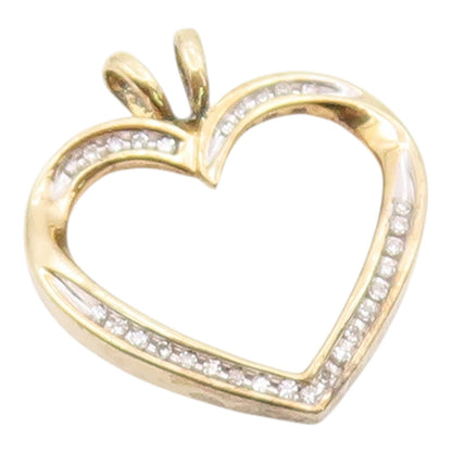 925 Sterling Silver  Genuine Diamonds Gold Plated Love Heart Pendant  PT9727