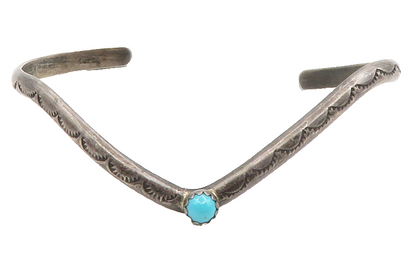 NAVAJO 925 Sterling Silver  Vintage Turquoise Oxidized Cuff Bracelet  BT5179