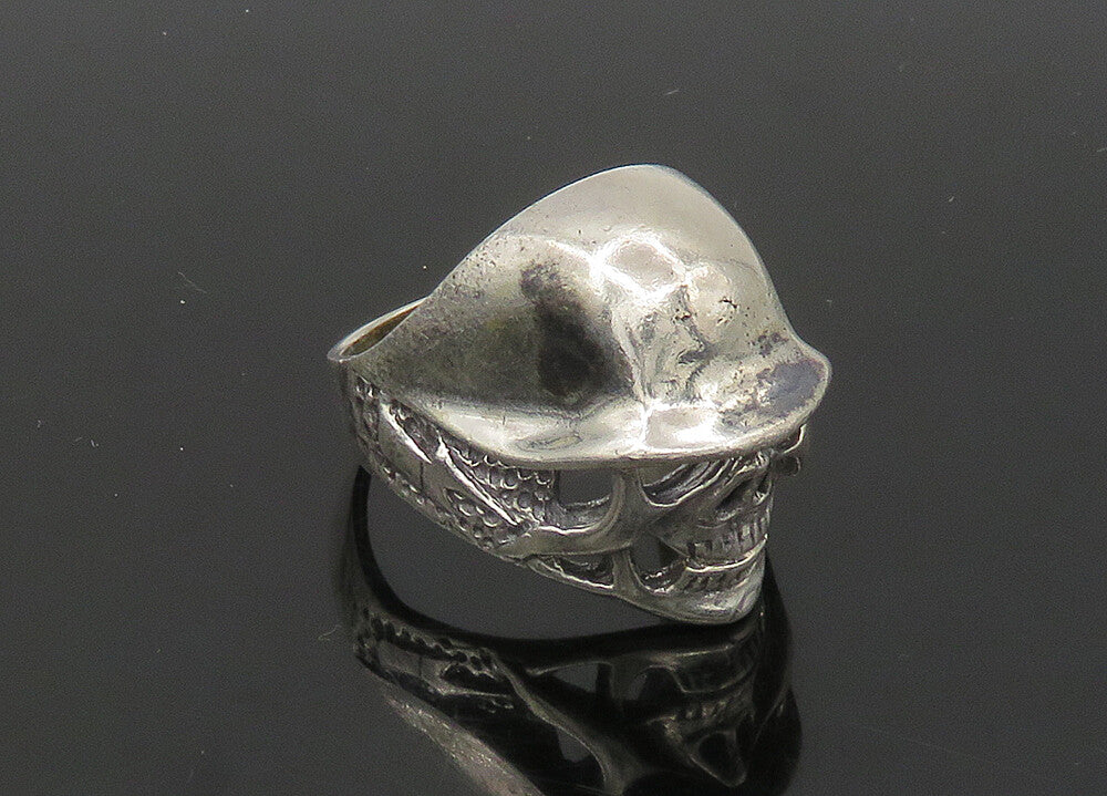 925 Sterling Silver  Vintage Skeleton Head Large Biker Ring Sz 12  RG23254