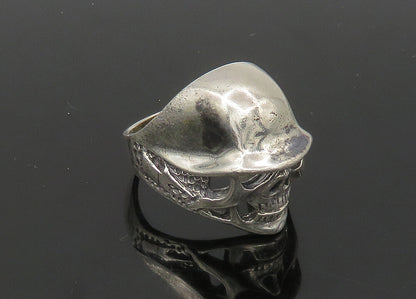 925 Sterling Silver  Vintage Skeleton Head Large Biker Ring Sz 12  RG23254