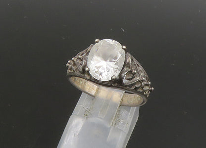 AVON 925 Silver  Vintage Cubic Zirconia Love Heart Band Ring Sz 8  RG22971