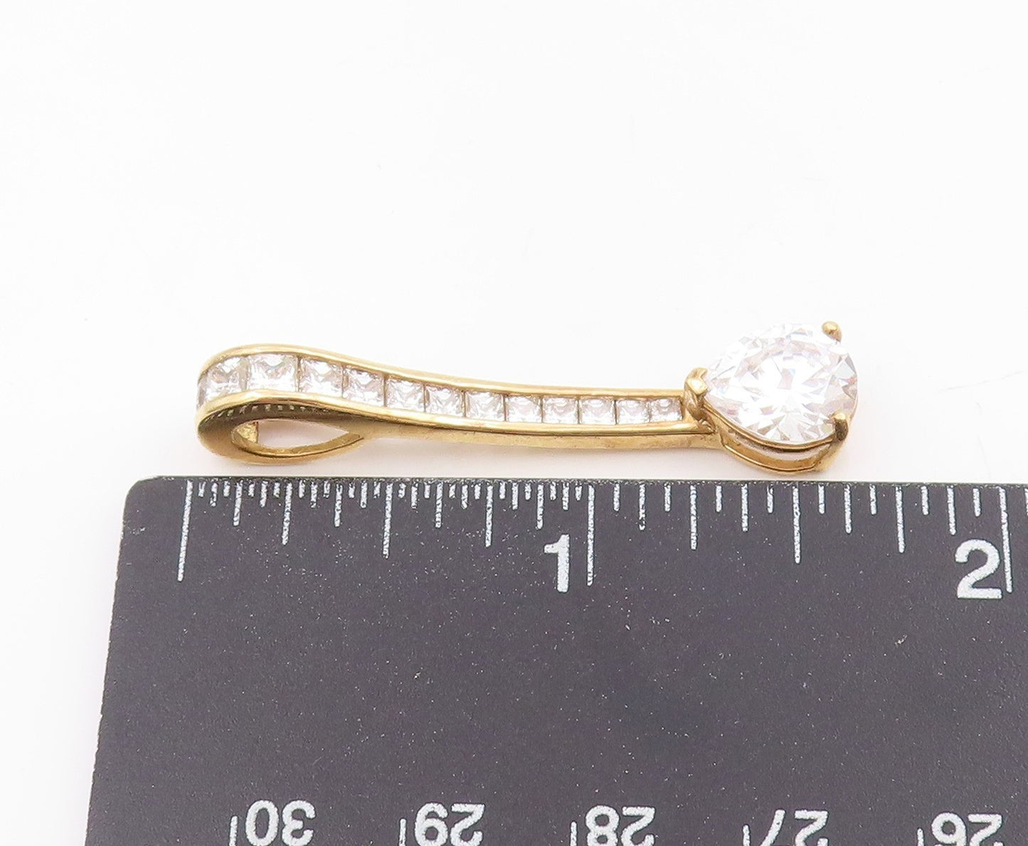 925 Sterling Silver Vintage Pendant Gold Plated CZ Classic Drop Charm  PT25502