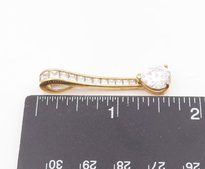 925 Sterling Silver Vintage Pendant Gold Plated CZ Classic Drop Charm  PT25502