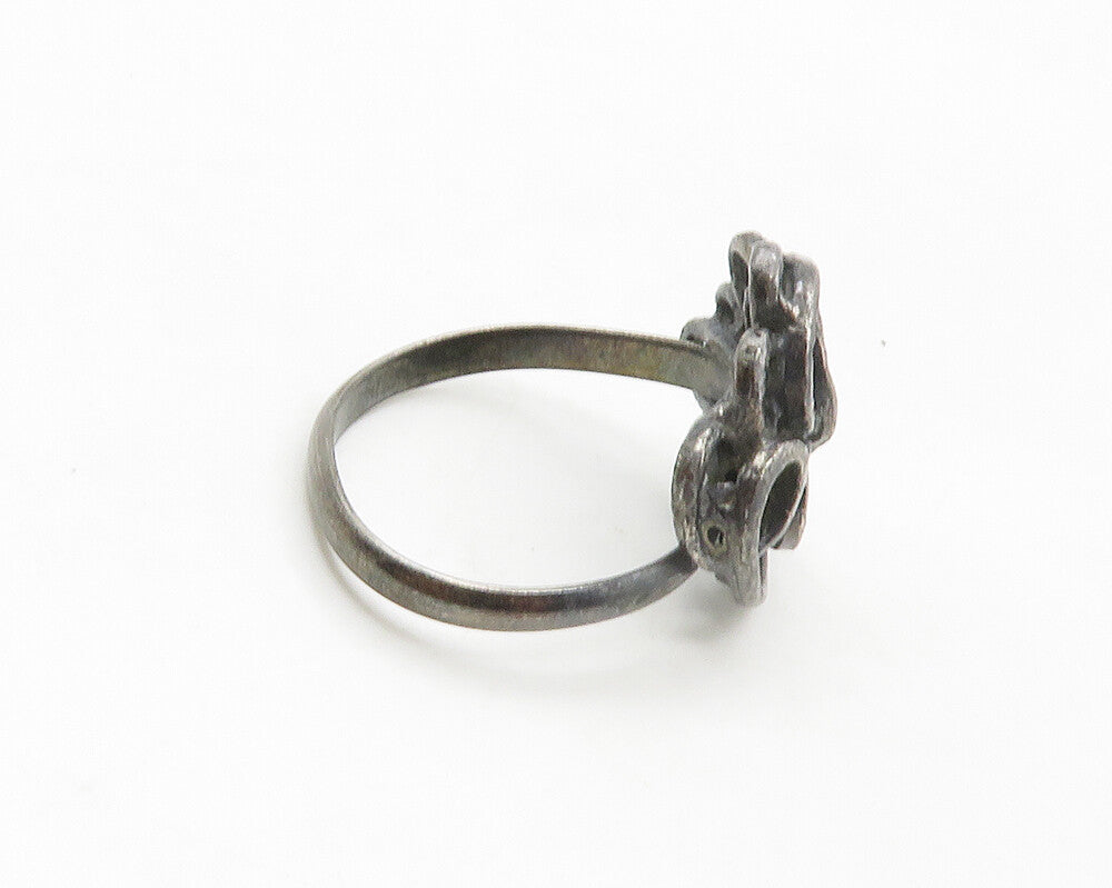925 Sterling Silver  Vintage Oxidized Swirled Design Band Ring Sz 8  RG17166