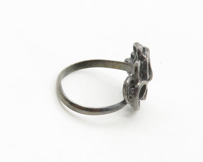 925 Sterling Silver  Vintage Oxidized Swirled Design Band Ring Sz 8  RG17166