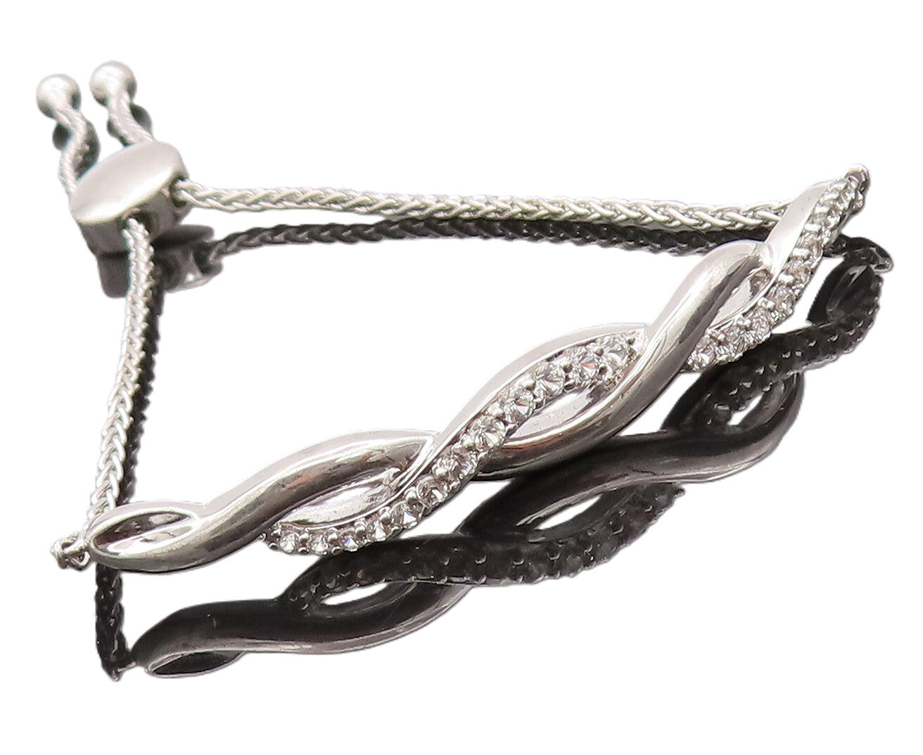 925 Sterling Silver Vintage Bracelet Topaz Beaded Infinity Bolo  BT10195
