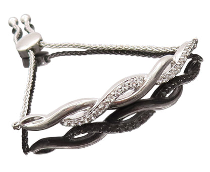 925 Sterling Silver Vintage Bracelet Topaz Beaded Infinity Bolo  BT10195