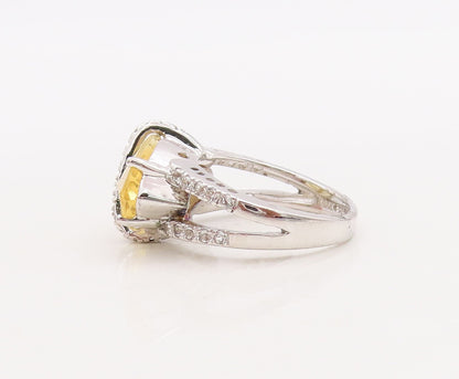 925 Sterling Silver Vintage Ring Marquise Cut Citrine & Topaz Band Sz 7  RG29846