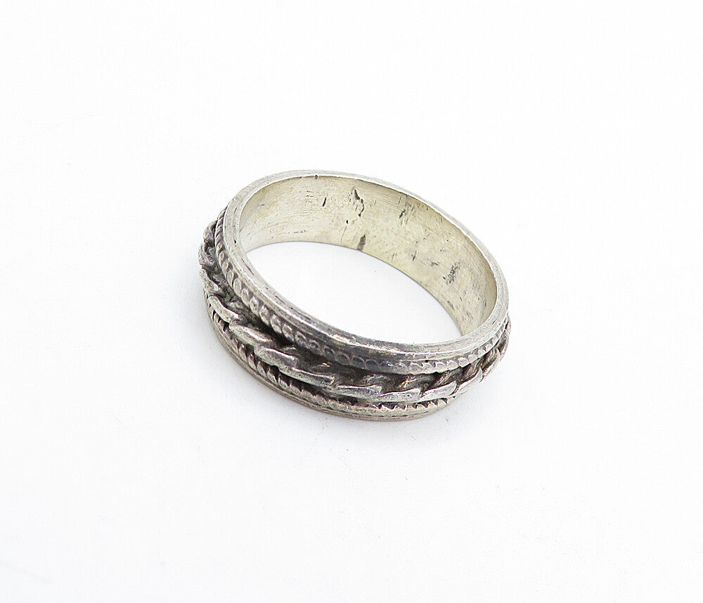 925 Sterling Silver  Vintage Dark Tone Rope Twist Band Ring Sz 9.5  RG5109