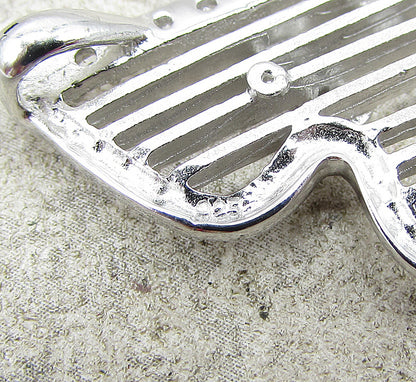 925 Sterling Silver  Cubic Zirconia Musical Instrument Drop Pendant  PT1410