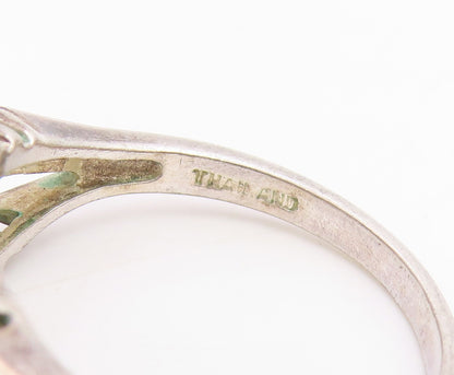 925 Sterling Silver Vintage Ring Minimalist CZ Statement Band  Sz 10  RG35005