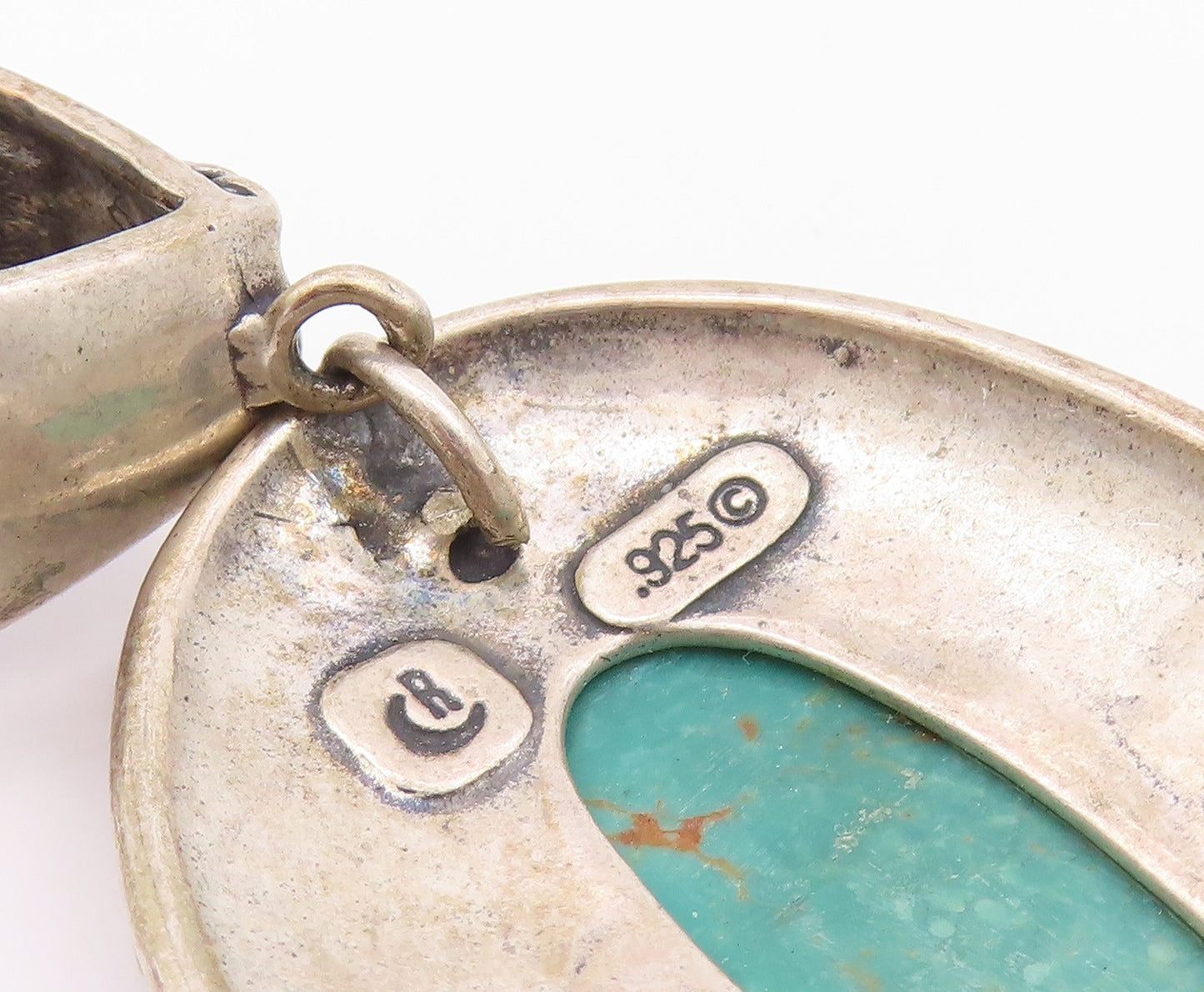 925 Sterling Silver Vintage Pendant CAROLYN POLLACK Antique Turquoise  PT24243