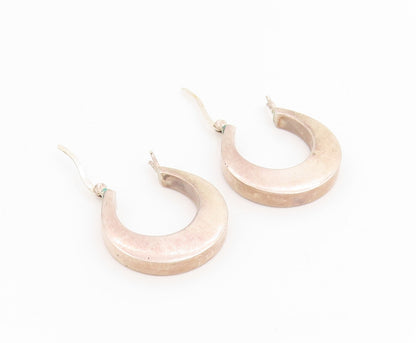925 Sterling Silver Vintage Earrings Minimalist Bold Crescent Moon Hoop  EG14120