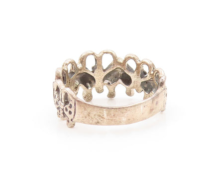 925 Sterling Silver Vintage Ring Dark Tone Cutout Butterfly  Sz 6  RG31849