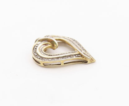 925 Sterling Silver Vintage Dainty Genuine Diamonds Love Heart Pendant PT21854