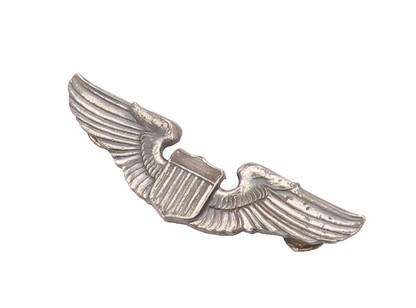 925 Silver  Vintage Antique US Military Stencil Cut Carved Brooch Pin  TR3499