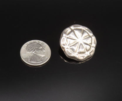 MEXICO 925 Silver  Vintage Etched Wheel Flower Motif Clip Earrings  EG12147