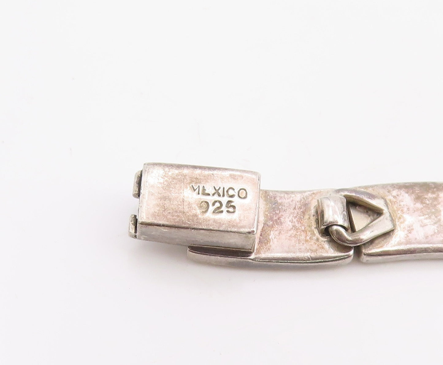 925 Sterling Silver Vintage Bracelet MEXICO Hammered Segment Link Chain  BT11414