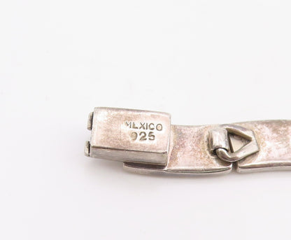 925 Sterling Silver Vintage Bracelet MEXICO Hammered Segment Link Chain  BT11414