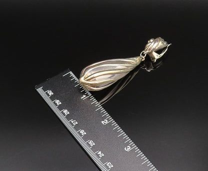 925 Sterling Silver Vintage Love Knot Long Ribbed Non Pierced Earrings EG11985
