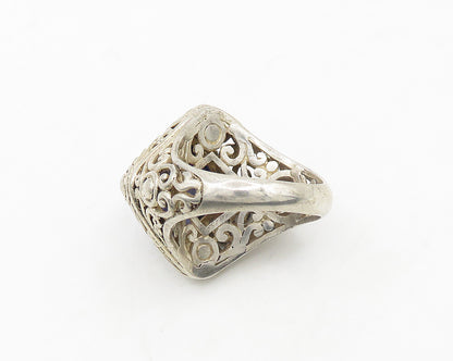 925 Sterling Silver  Vintage Lapis Lazuli Swirl Cocktail Ring Sz 9  RG19285