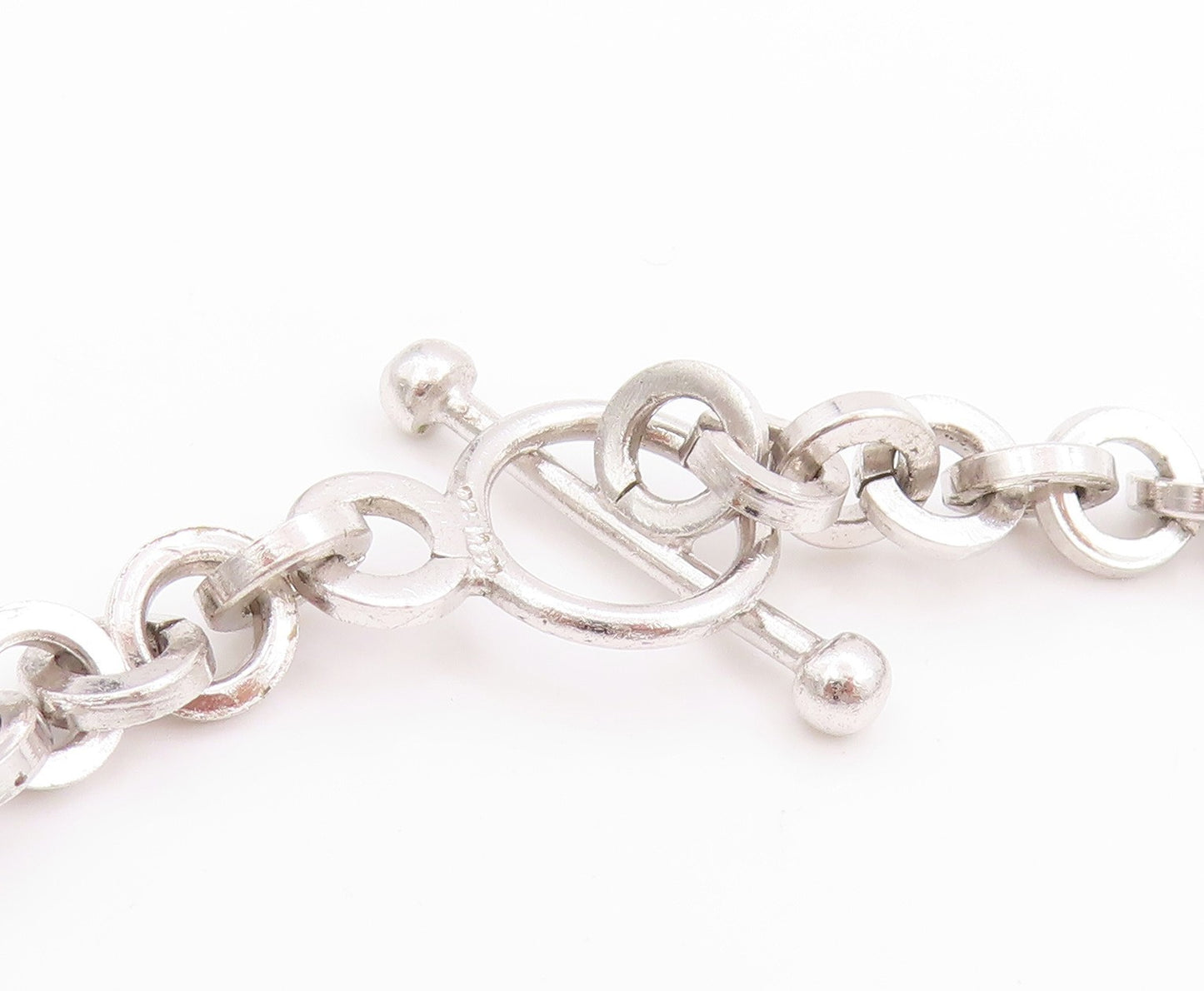 925 Sterling Silver Vintage Necklace Geometric Interlocking Link Chain NE4618