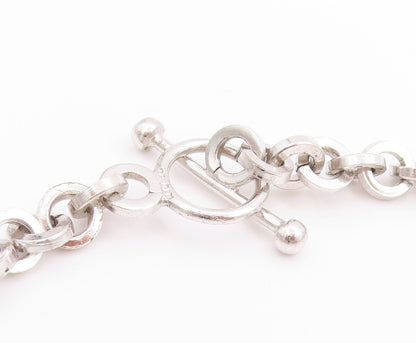 925 Sterling Silver Vintage Necklace Geometric Interlocking Link Chain NE4618