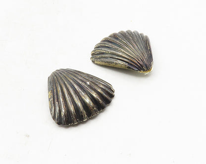 925 Sterling Silver  Vintage Oxidized Scalloped Non Pierce Earrings  EG5019