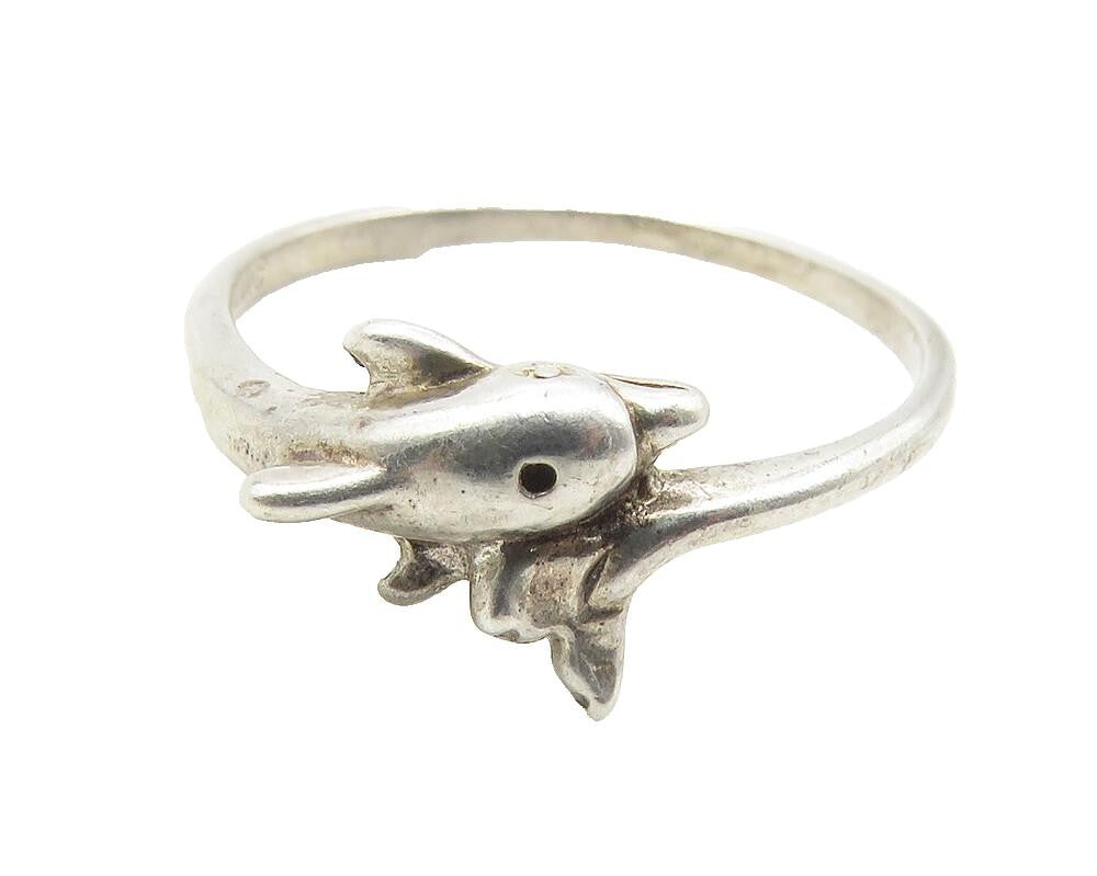 SILVER CLOUD 925 Sterling Silver  Vintage Dolphin Bypass Ring Sz 7  RG11507