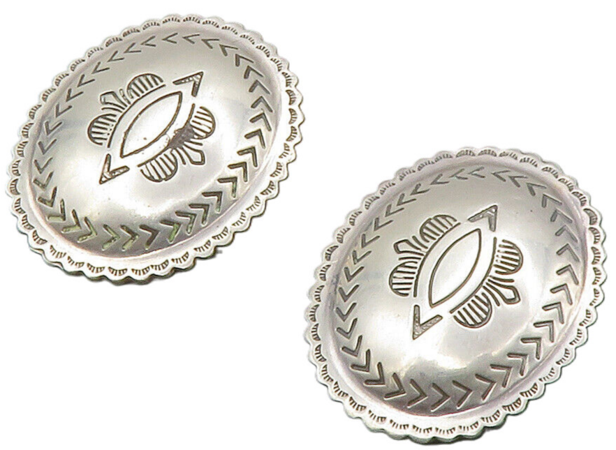 NAVAJO 925 Sterling Silver  Vintage Etched Arrow Pattern Drop Earrings  EG6679