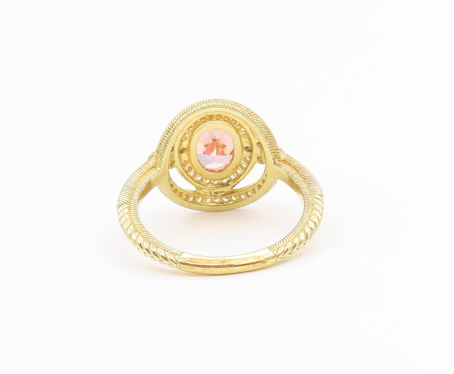 925 Sterling Silver Vintage Ring Gold Plated JUDITH RIPKA Morganite Sz 9 RG36539